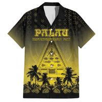 Personalised Palau Independence Day Family Matching Long Sleeve Bodycon Dress and Hawaiian Shirt Palauan Tattoo Pattern LT05 Dad's Shirt - Short Sleeve Black - Polynesian Pride