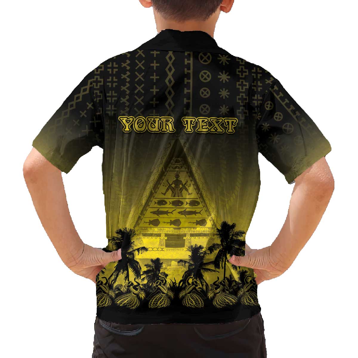 Personalised Palau Independence Day Family Matching Off The Shoulder Long Sleeve Dress and Hawaiian Shirt Palauan Tattoo Pattern LT05 - Polynesian Pride