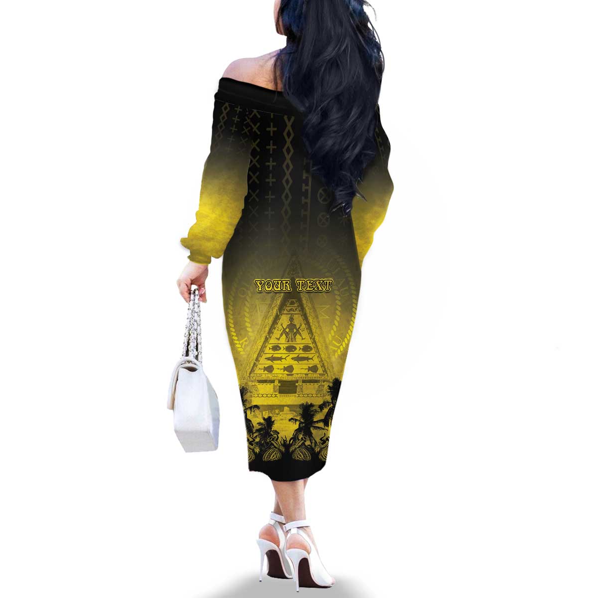 Personalised Palau Independence Day Family Matching Off The Shoulder Long Sleeve Dress and Hawaiian Shirt Palauan Tattoo Pattern LT05 - Polynesian Pride