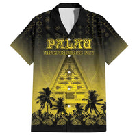 Personalised Palau Independence Day Family Matching Short Sleeve Bodycon Dress and Hawaiian Shirt Palauan Tattoo Pattern LT05 Dad's Shirt - Short Sleeve Black - Polynesian Pride