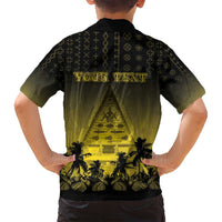 Personalised Palau Independence Day Family Matching Summer Maxi Dress and Hawaiian Shirt Palauan Tattoo Pattern - Polynesian Pride