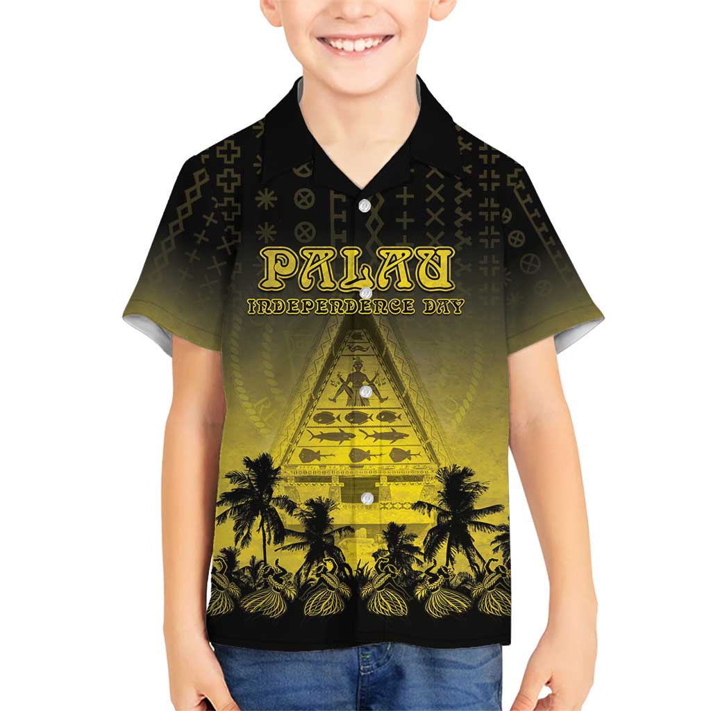 Personalised Palau Independence Day Family Matching Tank Maxi Dress and Hawaiian Shirt Palauan Tattoo Pattern - Polynesian Pride