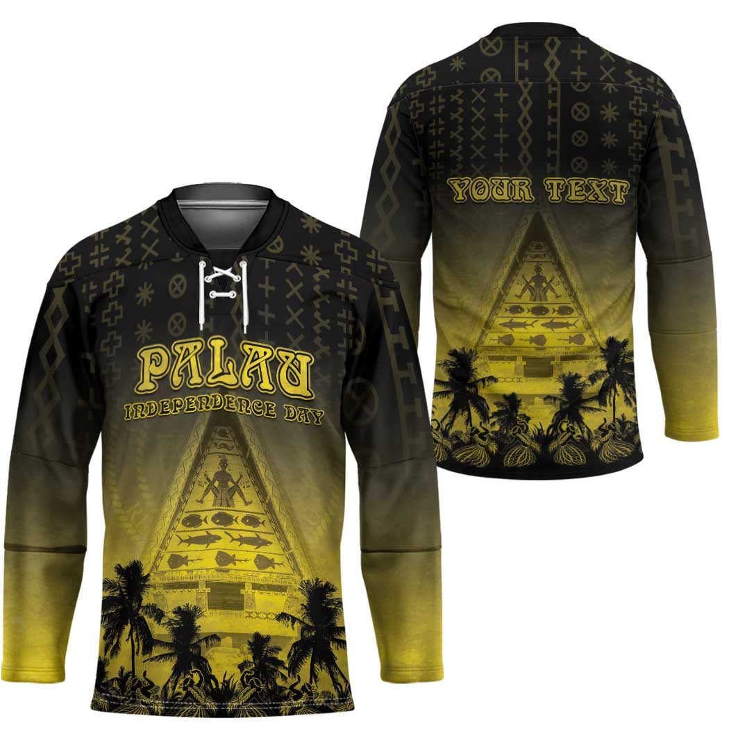Personalised Palau Independence Day Hockey Jersey Palauan Tattoo Pattern - Polynesian Pride