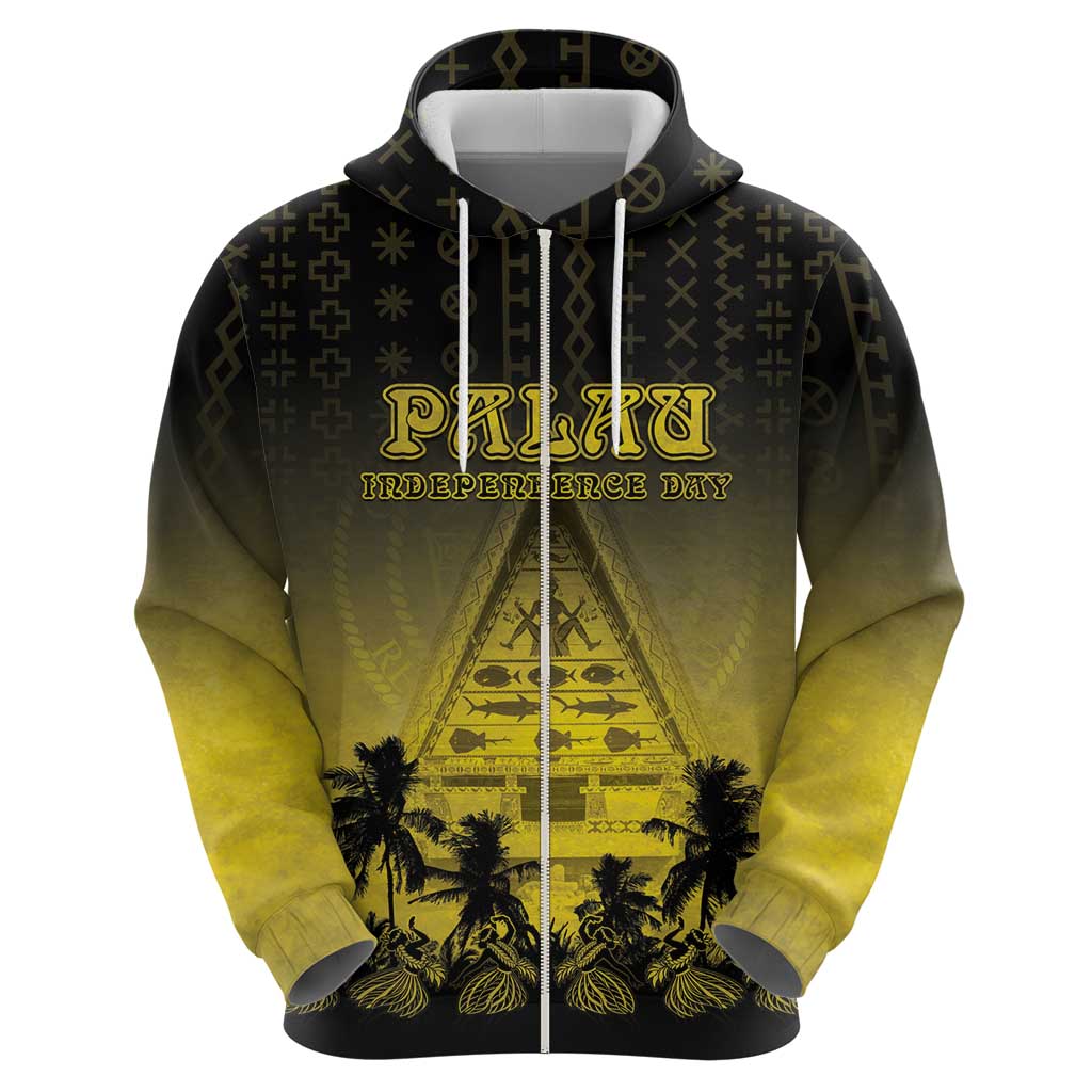 Personalised Palau Independence Day Hoodie Palauan Tattoo Pattern - Polynesian Pride