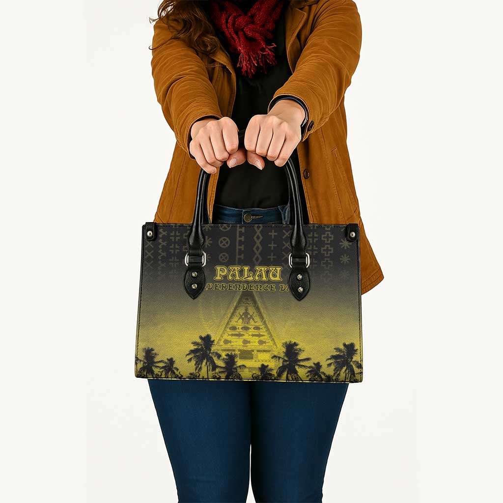 Palau Independence Day Leather Bag Palauan Tattoo Pattern LT05 Black - Polynesian Pride