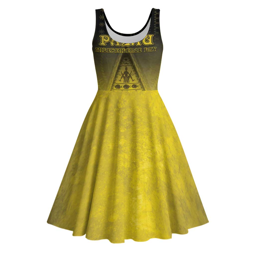 Personalised Palau Independence Day Midi Dress Palauan Tattoo Pattern - Polynesian Pride