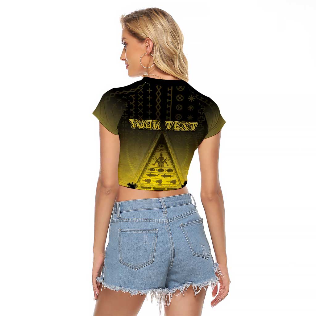 Personalised Palau Independence Day Raglan Cropped T Shirt Palauan Tattoo Pattern - Polynesian Pride