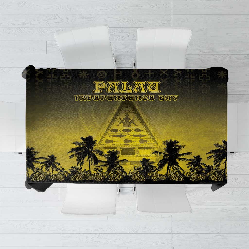 Palau Independence Day Tablecloth Palauan Tattoo Pattern LT05 Black - Polynesian Pride