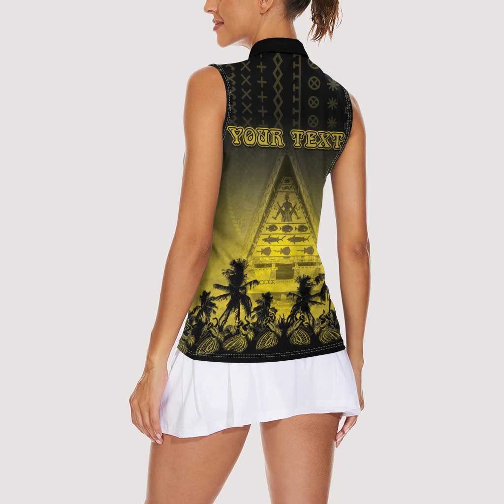 Personalised Palau Independence Day Women Sleeveless Polo Shirt Palauan Tattoo Pattern - Polynesian Pride