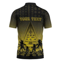 Personalised Palau Independence Day Zipper Polo Shirt Palauan Tattoo Pattern - Polynesian Pride