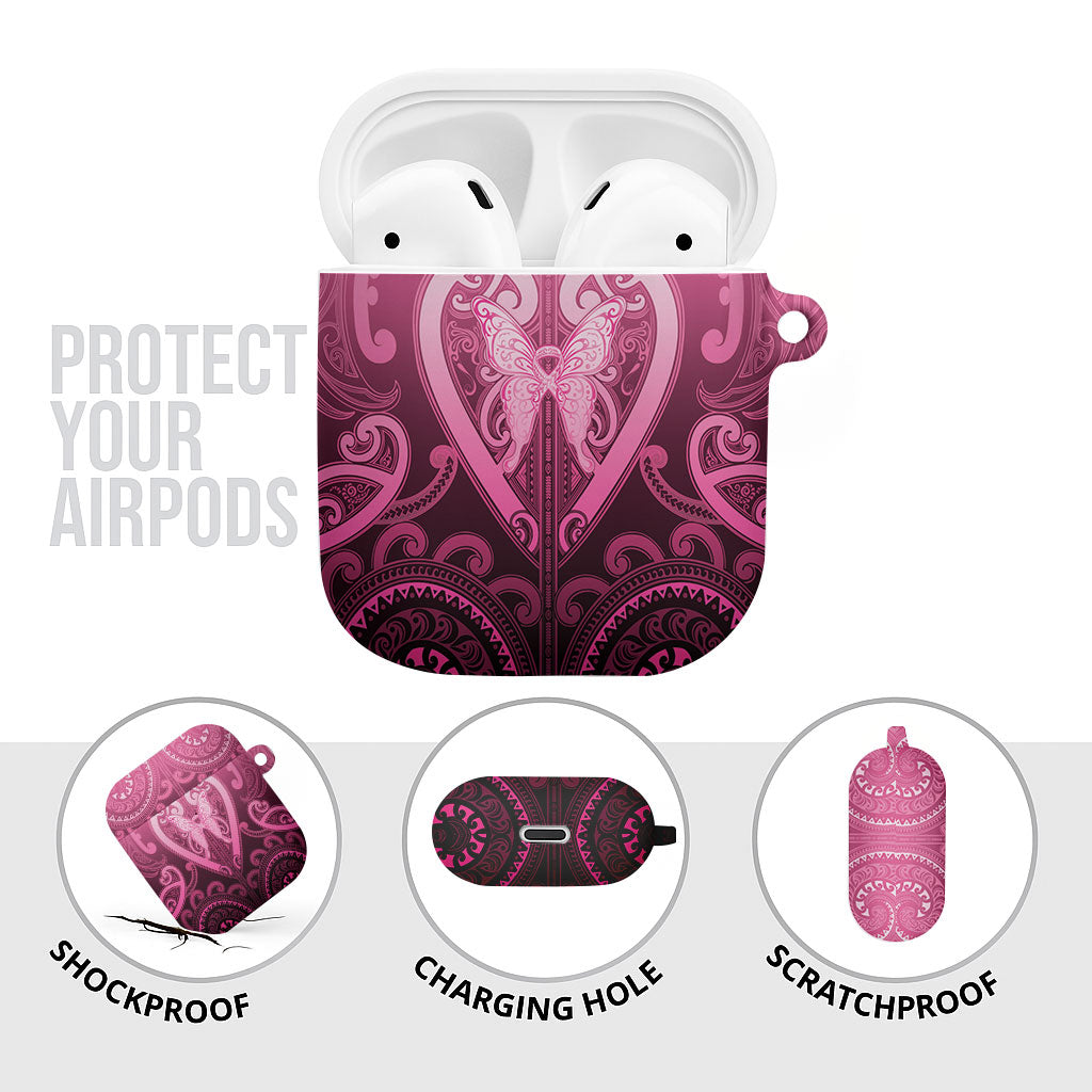 Aotearoa Breast Cancer AirPods Case Maori Tribal Pattern LT05 - Polynesian Pride