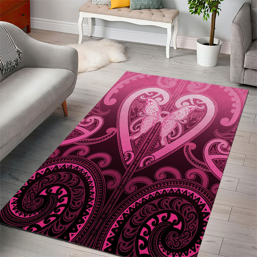 Aotearoa Breast Cancer Area Rug Maori Tribal Pattern LT05 - Polynesian Pride