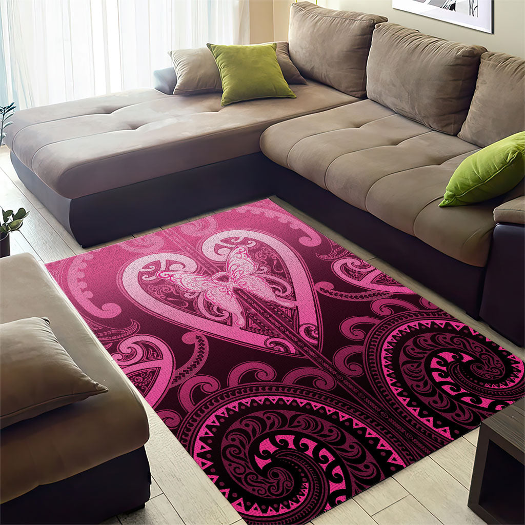 Aotearoa Breast Cancer Area Rug Maori Tribal Pattern LT05 - Polynesian Pride