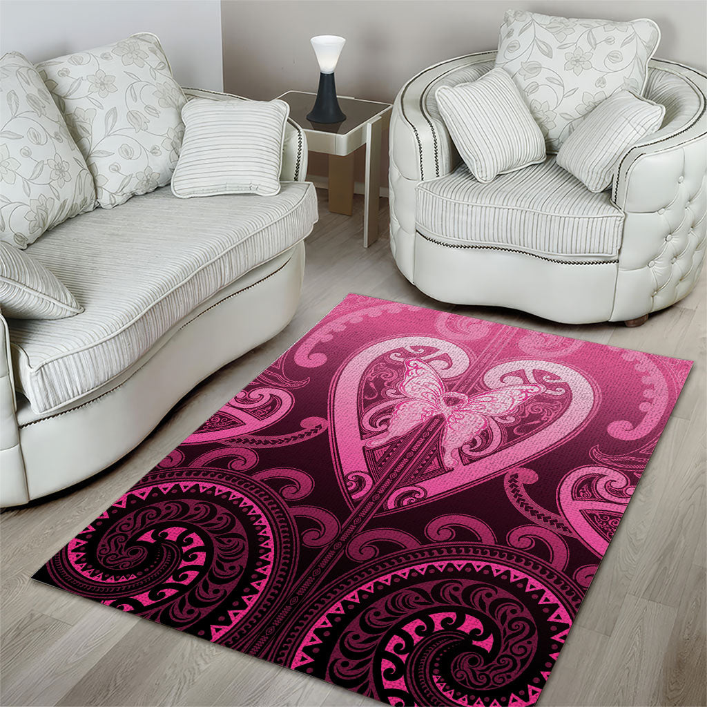 Aotearoa Breast Cancer Area Rug Maori Tribal Pattern LT05 - Polynesian Pride