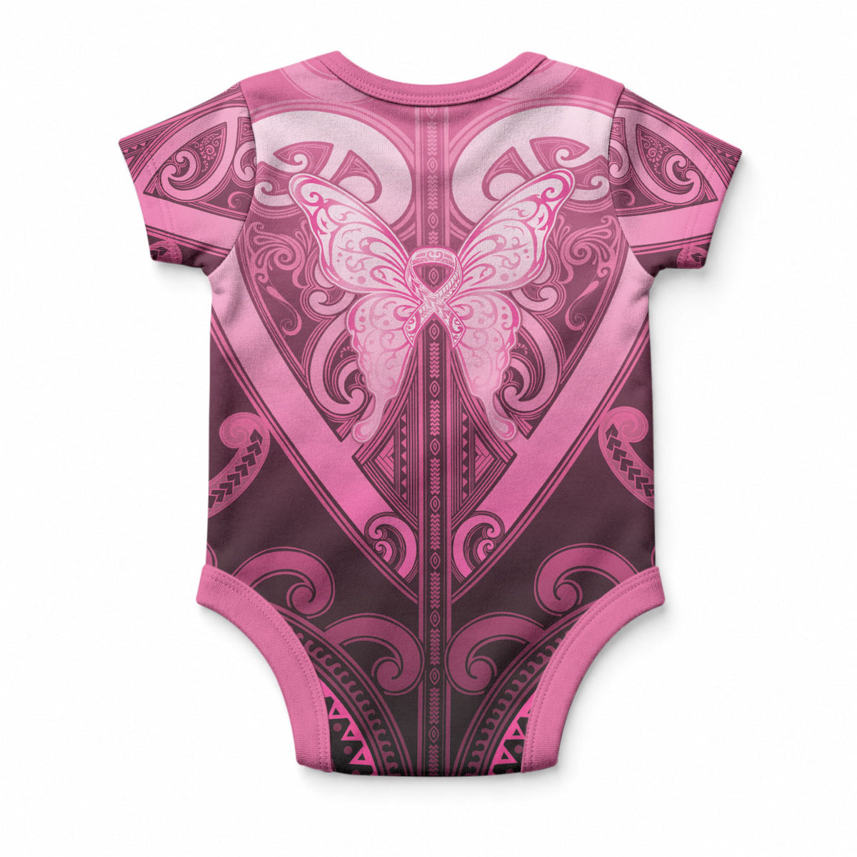 Aotearoa Breast Cancer Baby Onesie Maori Tribal Pattern LT05 - Polynesian Pride