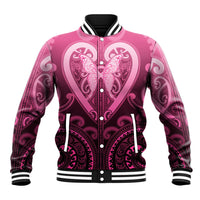 Aotearoa Breast Cancer Baseball Jacket Maori Tribal Pattern LT05 Unisex Pink - Polynesian Pride