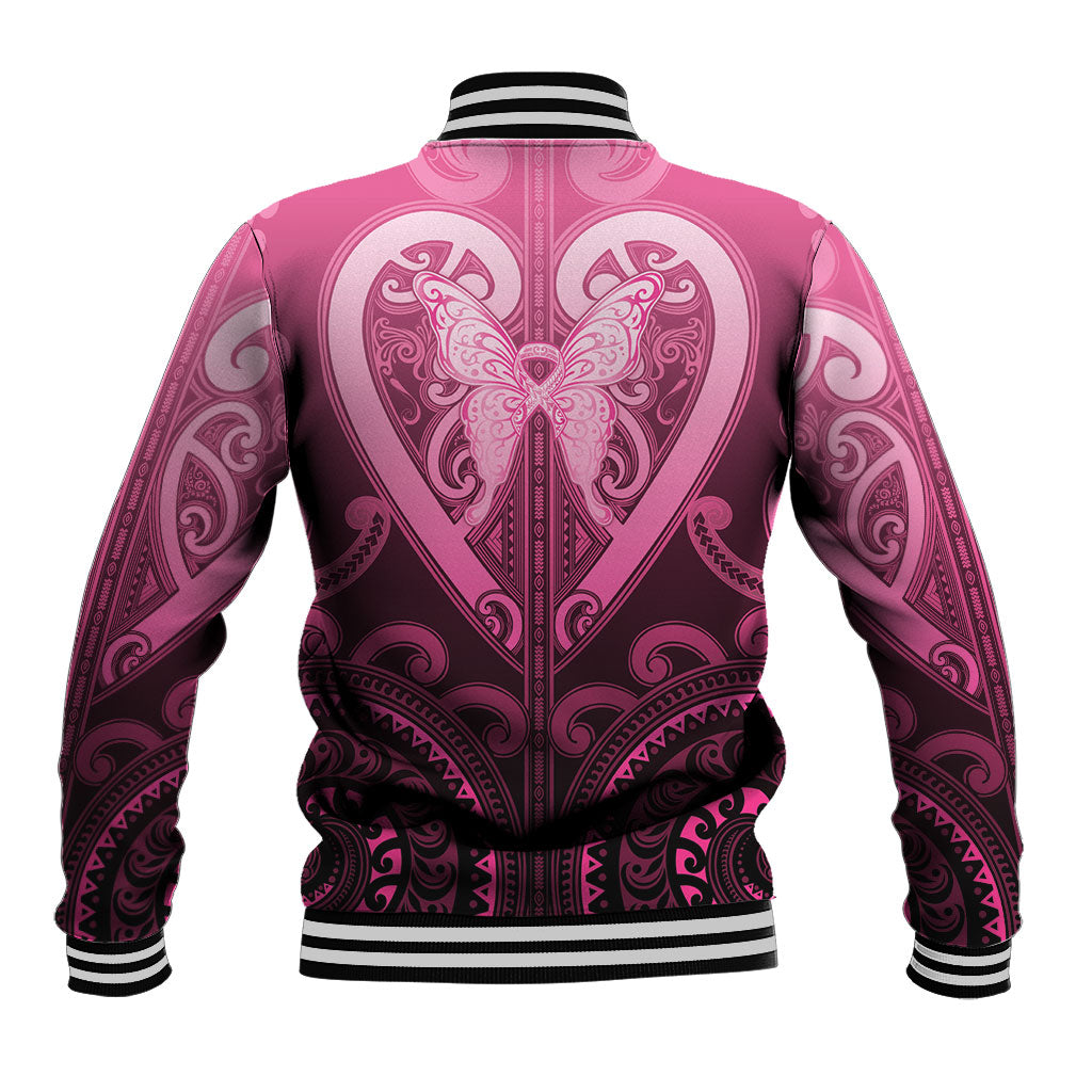 Aotearoa Breast Cancer Baseball Jacket Maori Tribal Pattern LT05 - Polynesian Pride