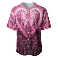 Aotearoa Breast Cancer Baseball Jersey Maori Tribal Pattern LT05 Pink - Polynesian Pride