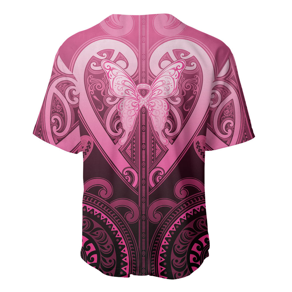 Aotearoa Breast Cancer Baseball Jersey Maori Tribal Pattern LT05 - Polynesian Pride