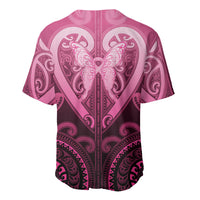 Aotearoa Breast Cancer Baseball Jersey Maori Tribal Pattern LT05 - Polynesian Pride