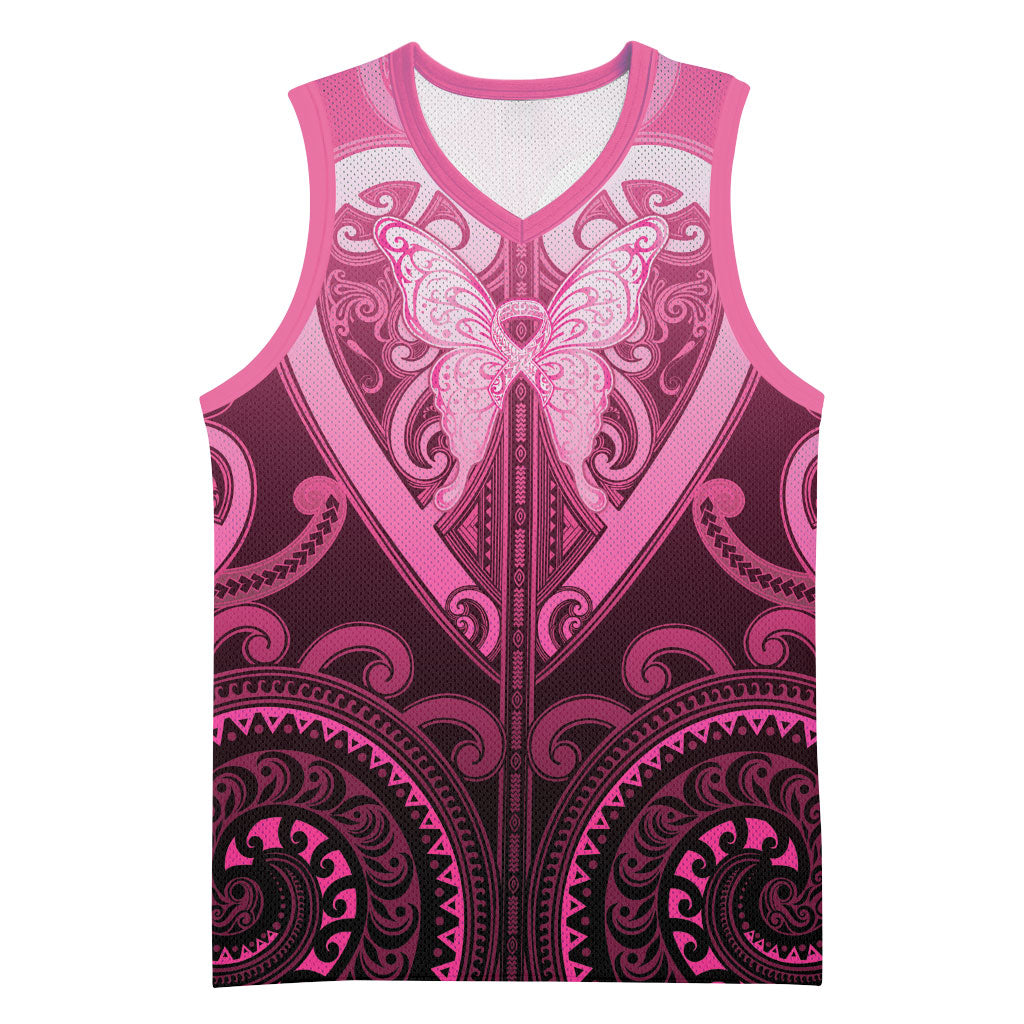 Aotearoa Breast Cancer Basketball Jersey Maori Tribal Pattern LT05 Unisex Pink - Polynesian Pride