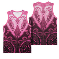 Aotearoa Breast Cancer Basketball Jersey Maori Tribal Pattern LT05 - Polynesian Pride