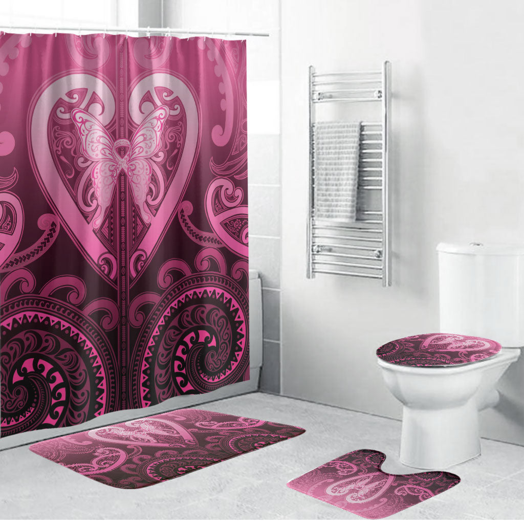 Aotearoa Breast Cancer Bathroom Set Maori Tribal Pattern LT05 Bathroom Set (4 pcs) Pink - Polynesian Pride