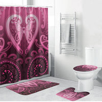 Aotearoa Breast Cancer Bathroom Set Maori Tribal Pattern LT05 Bathroom Set (4 pcs) Pink - Polynesian Pride
