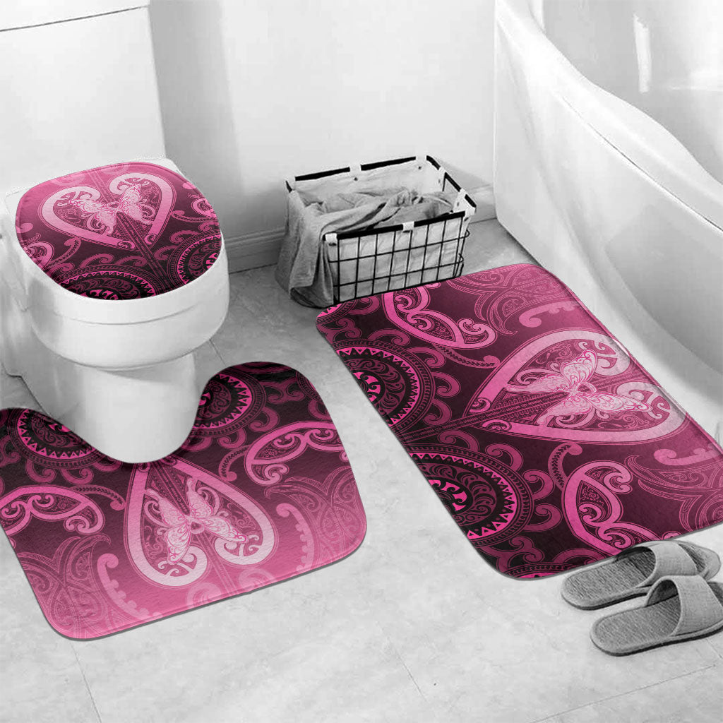 Aotearoa Breast Cancer Bathroom Set Maori Tribal Pattern LT05 Mat Set Only (3 pcs) One Size Pink - Polynesian Pride