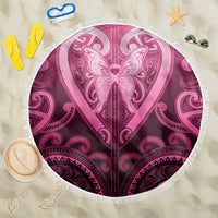 Aotearoa Breast Cancer Beach Blanket Maori Tribal Pattern LT05 One Size 150cm Pink - Polynesian Pride