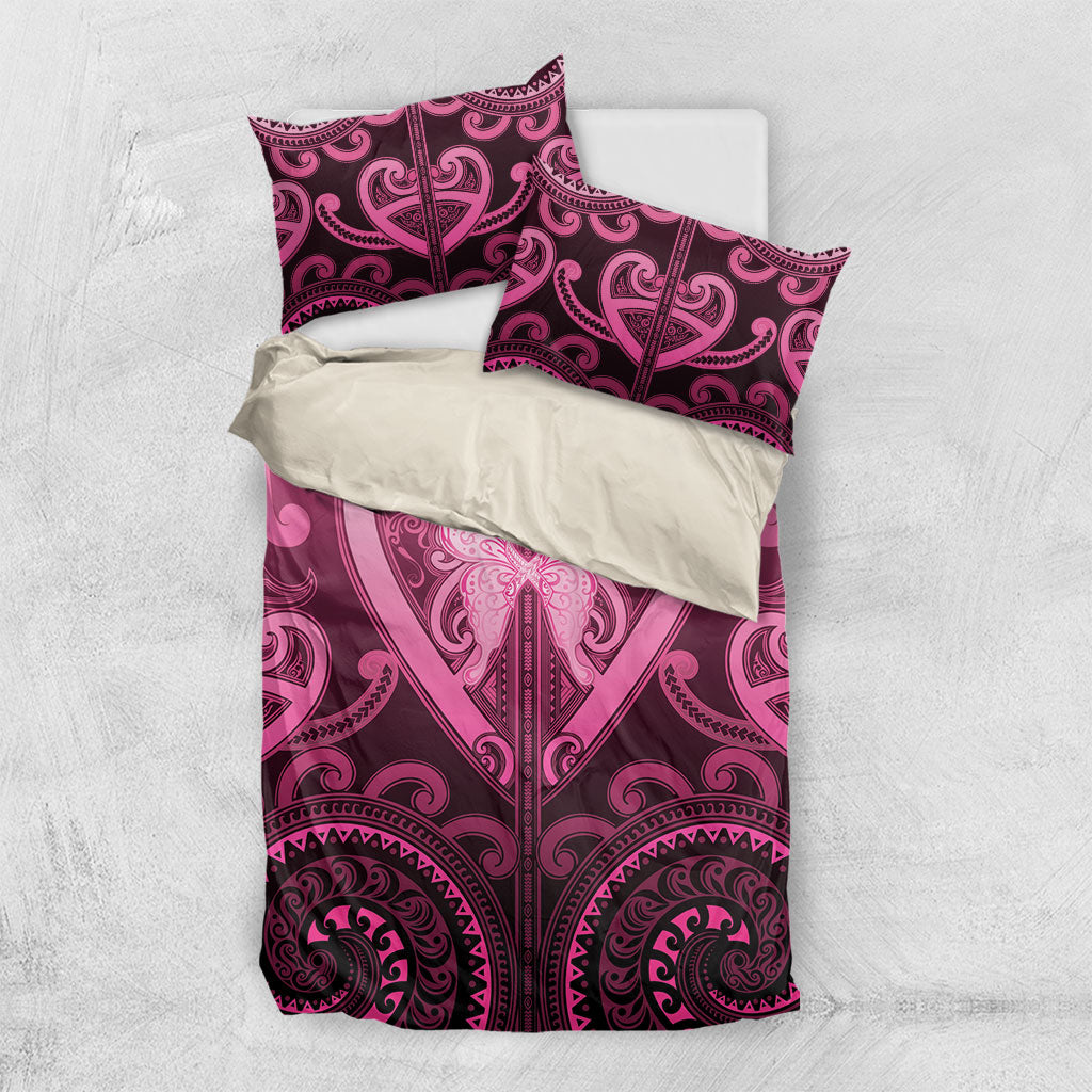 Aotearoa Breast Cancer Bedding Set Maori Tribal Pattern LT05 US Twin 172cm x 218cm Pink - Polynesian Pride