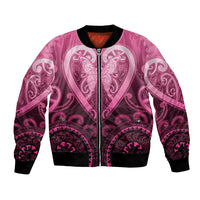 Aotearoa Breast Cancer Bomber Jacket Maori Tribal Pattern LT05 Unisex Pink - Polynesian Pride