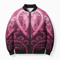 Aotearoa Breast Cancer Bomber Puffer Jacket Maori Tribal Pattern LT05 Unisex Pink - Polynesian Pride