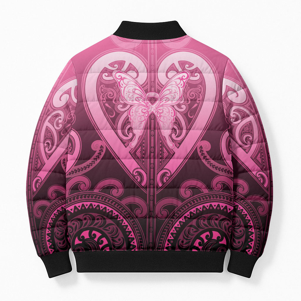 Aotearoa Breast Cancer Bomber Puffer Jacket Maori Tribal Pattern LT05 - Polynesian Pride