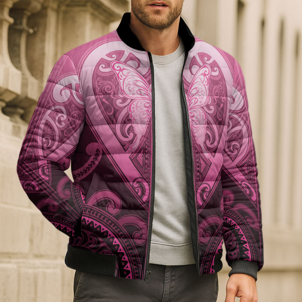 Aotearoa Breast Cancer Bomber Puffer Jacket Maori Tribal Pattern LT05 - Polynesian Pride