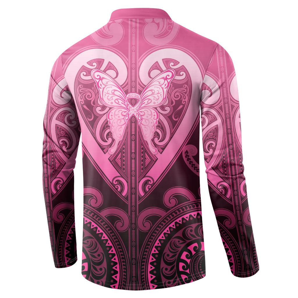 Aotearoa Breast Cancer Button Sweatshirt Maori Tribal Pattern LT05 - Polynesian Pride