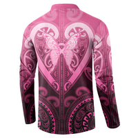 Aotearoa Breast Cancer Button Sweatshirt Maori Tribal Pattern LT05 - Polynesian Pride