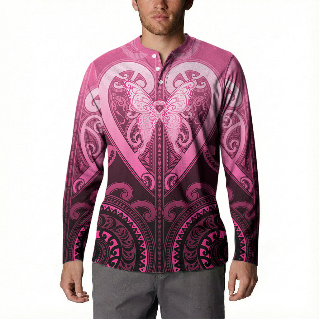 Aotearoa Breast Cancer Button Sweatshirt Maori Tribal Pattern LT05 - Polynesian Pride