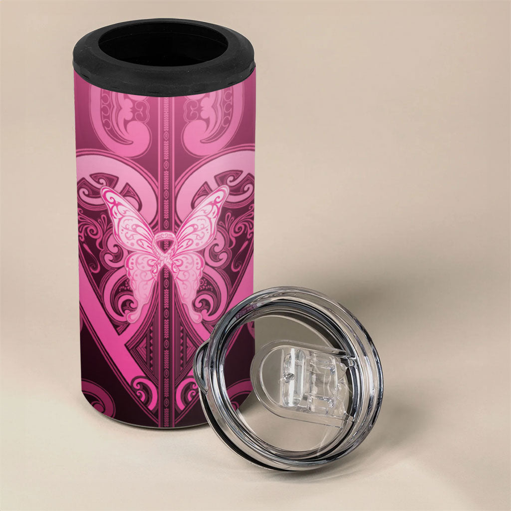 Aotearoa Breast Cancer 4 in 1 Can Cooler Tumbler Maori Tribal Pattern LT05 - Polynesian Pride