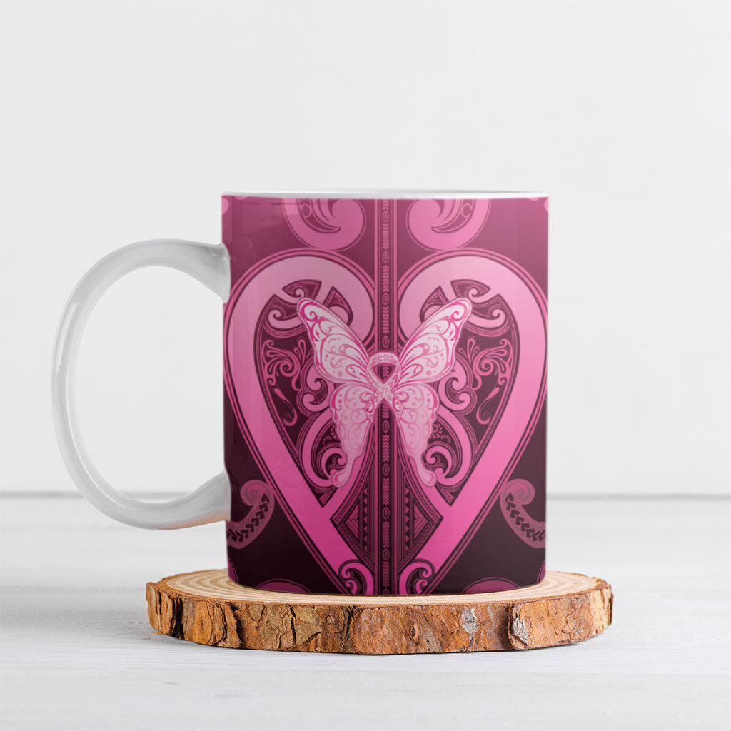 Aotearoa Breast Cancer Ceramic Mug Maori Tribal Pattern LT05 Pink - Polynesian Pride