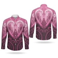 Aotearoa Breast Cancer Couples Matching Mermaid Dress and Long Sleeve Button Shirt Maori Tribal Pattern LT05 - Polynesian Pride