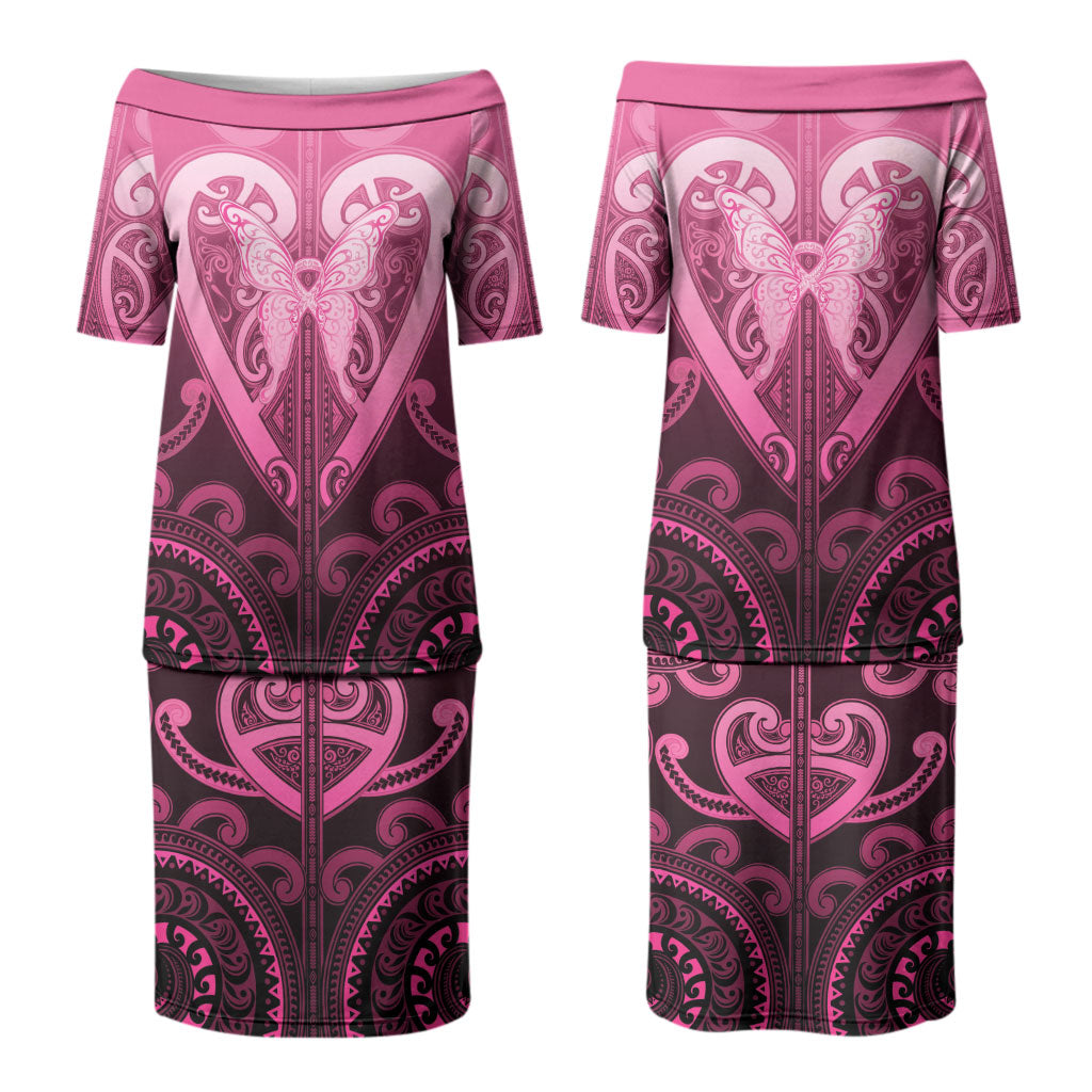 Aotearoa Breast Cancer Couples Matching Puletasi and Hawaiian Shirt Maori Tribal Pattern LT05 - Polynesian Pride
