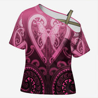 Aotearoa Breast Cancer Cross Shoulder Shirt Maori Tribal Pattern LT05 Female Pink - Polynesian Pride