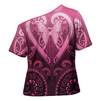 Aotearoa Breast Cancer Cross Shoulder Shirt Maori Tribal Pattern LT05 - Polynesian Pride