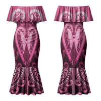 Aotearoa Breast Cancer Family Matching Mermaid Dress and Hawaiian Shirt Maori Tribal Pattern