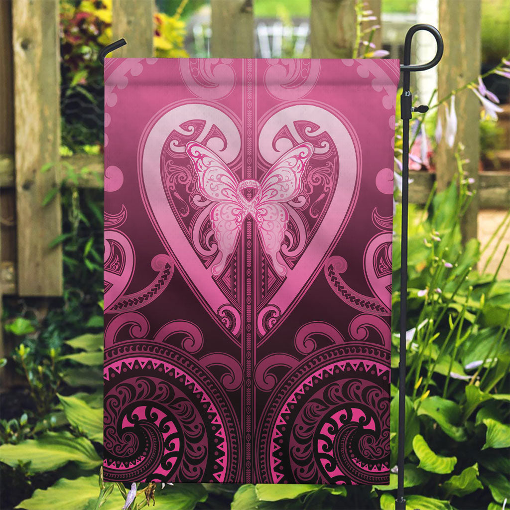 Aotearoa Breast Cancer Garden Flag Maori Tribal Pattern LT05 Garden Flag Pink - Polynesian Pride