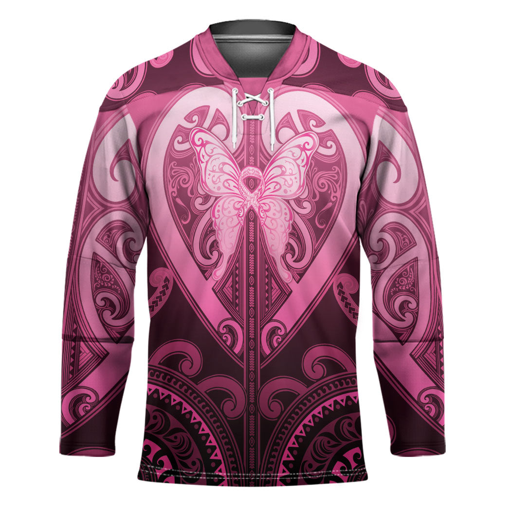 Aotearoa Breast Cancer Hockey Jersey Maori Tribal Pattern LT05 Unisex Pink - Polynesian Pride