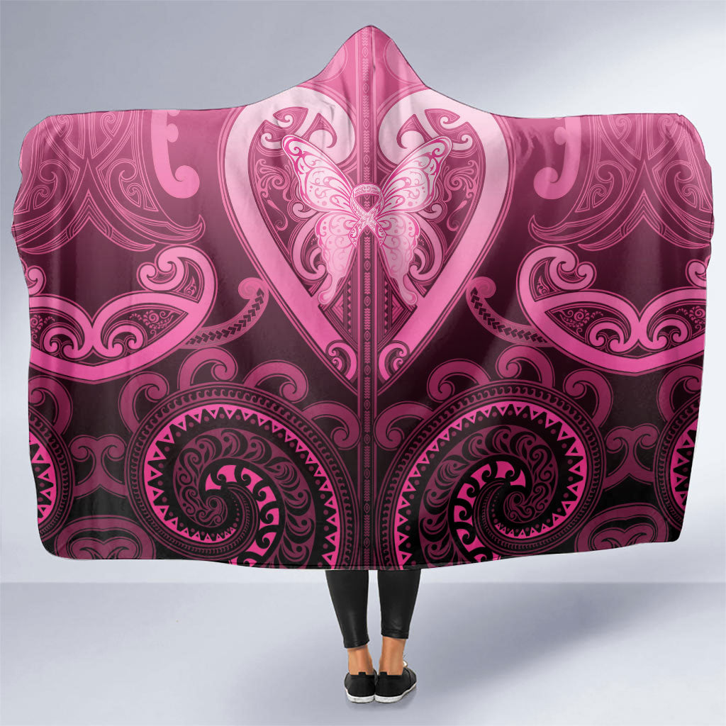 Aotearoa Breast Cancer Hooded Blanket Maori Tribal Pattern LT05 One Size Pink - Polynesian Pride