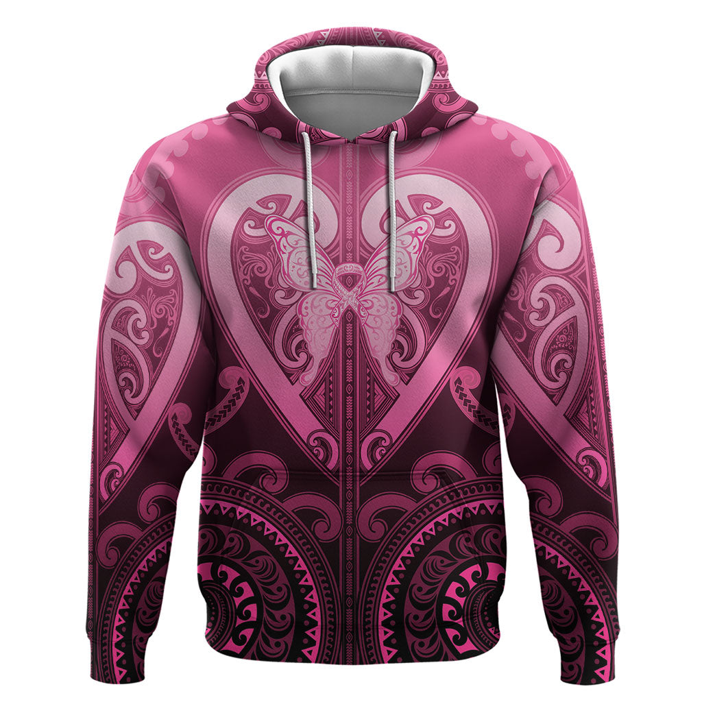 Aotearoa Breast Cancer Hoodie Maori Tribal Pattern LT05 Pullover Hoodie Pink - Polynesian Pride