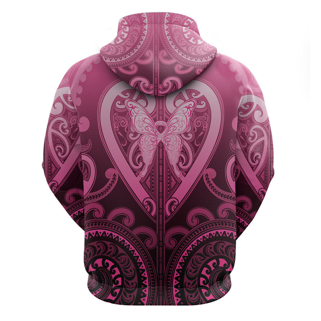 Aotearoa Breast Cancer Hoodie Maori Tribal Pattern LT05 - Polynesian Pride